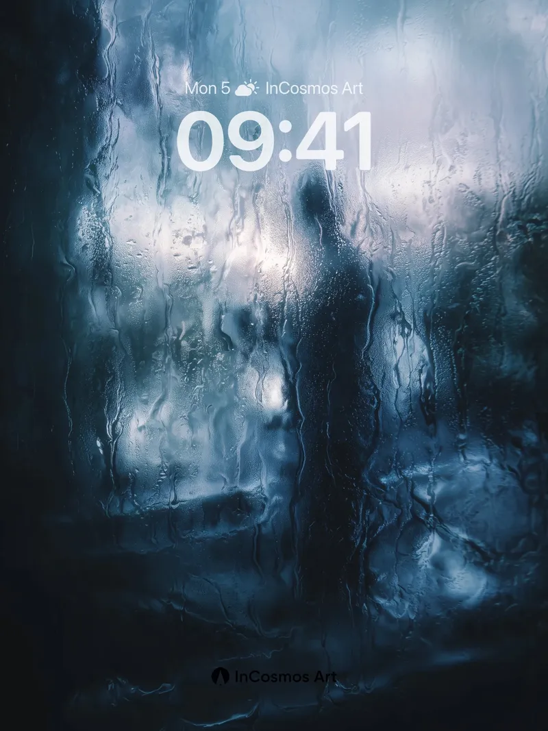 Whispering Rain Wallpaper with Shadowed Figure