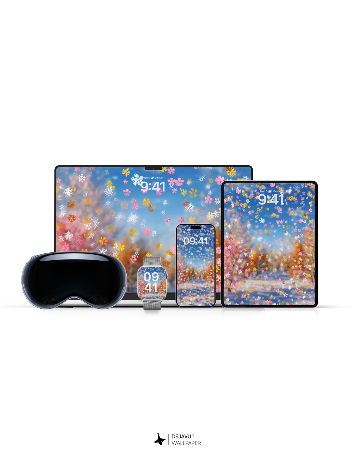 Whimsical Floral Snowfall Wallpaper 8K for iPhone and Android