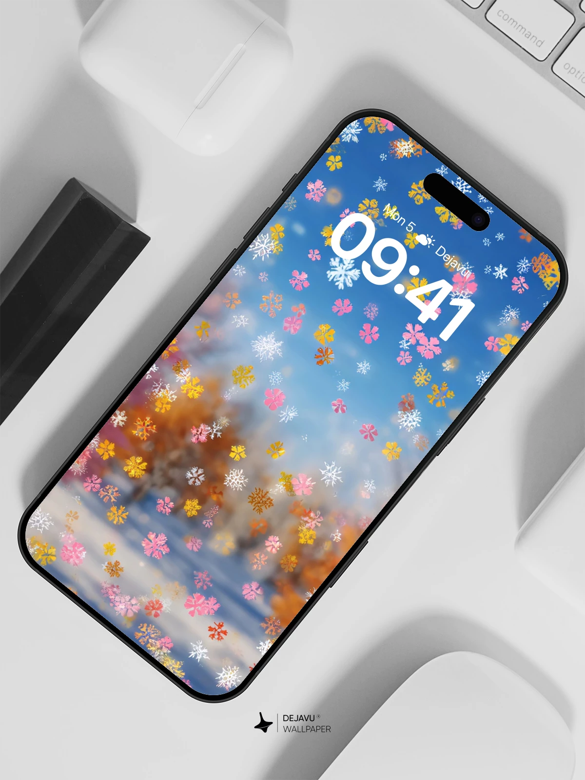 Whimsical Floral Snowfall Wallpaper 8K for iPhone and Android