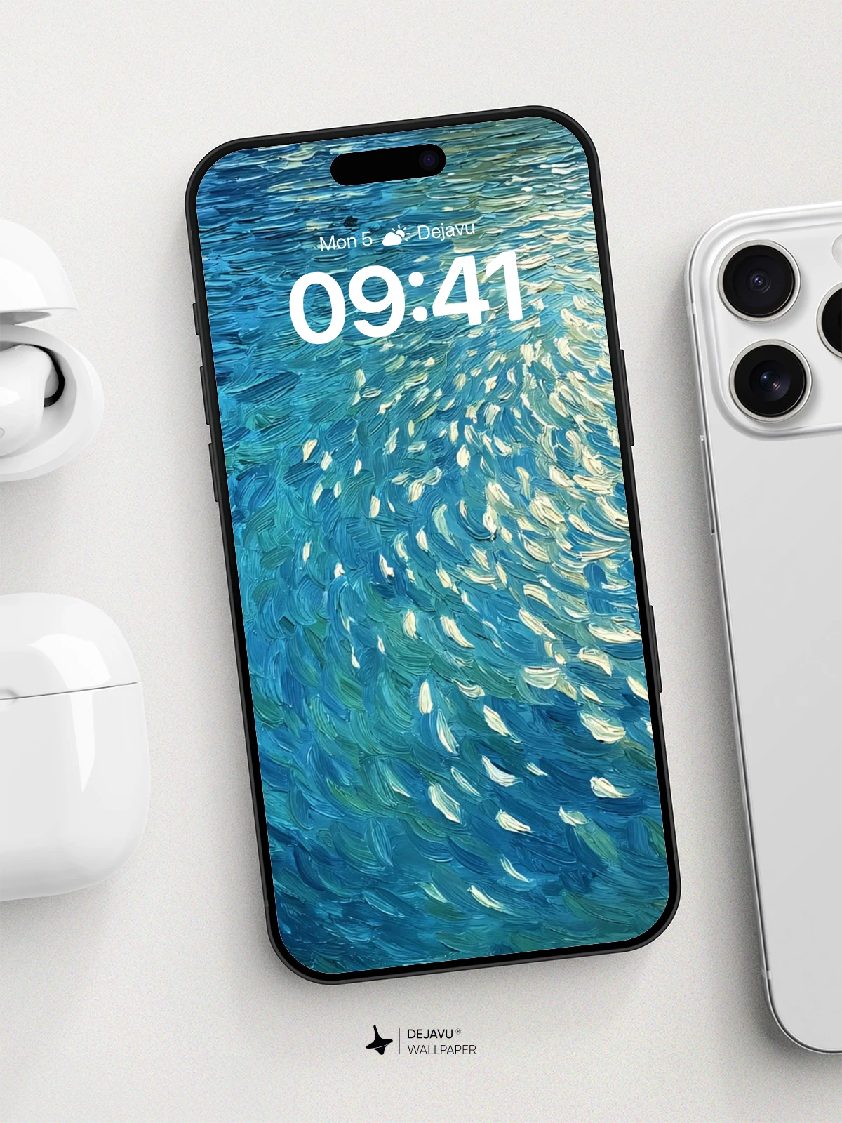 Van Gogh-Inspired Ocean Waves Wallpaper 8K for iPhone and Android