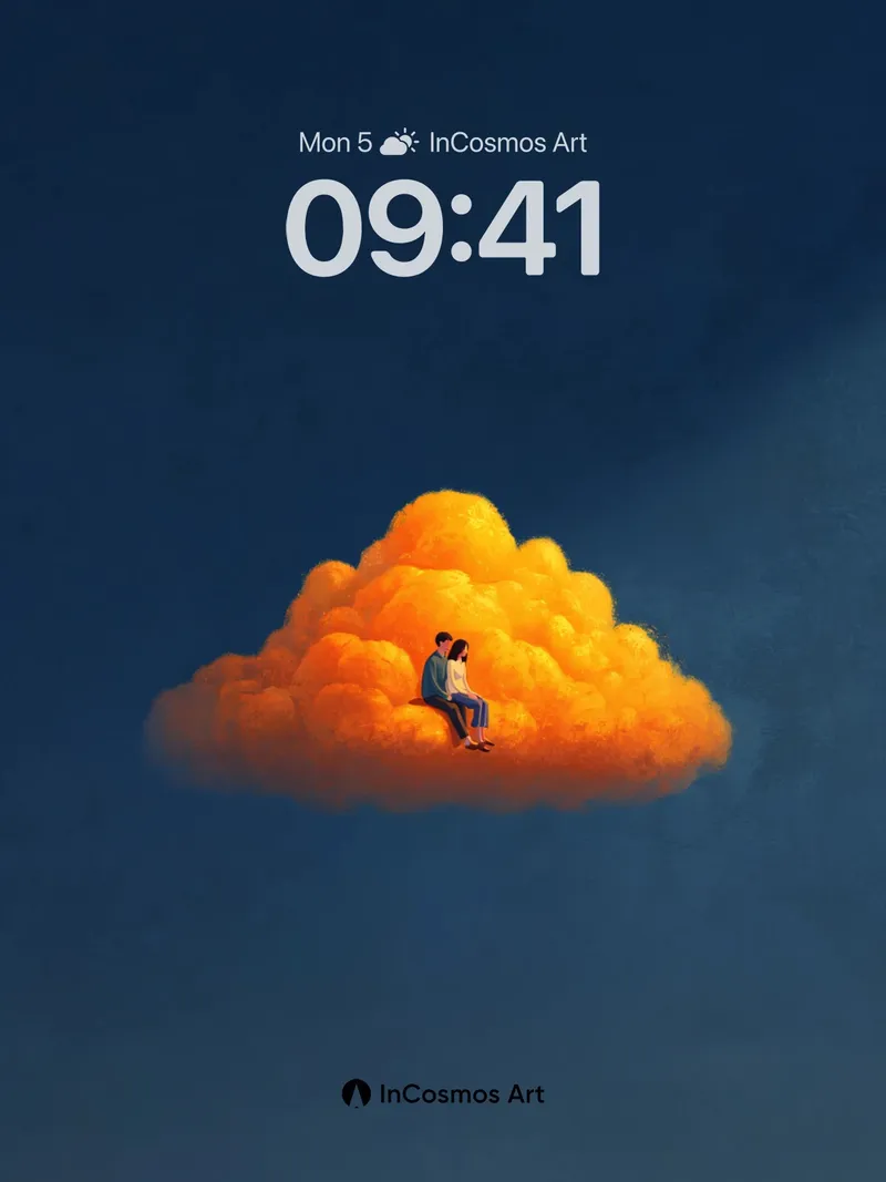 Serenity Cloud Wallpaper with Floating Embrace