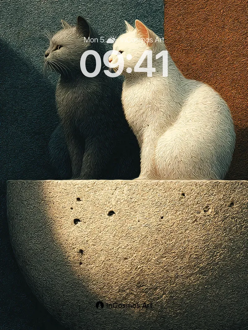 Serene Duet Wallpaper with Stone Embrace