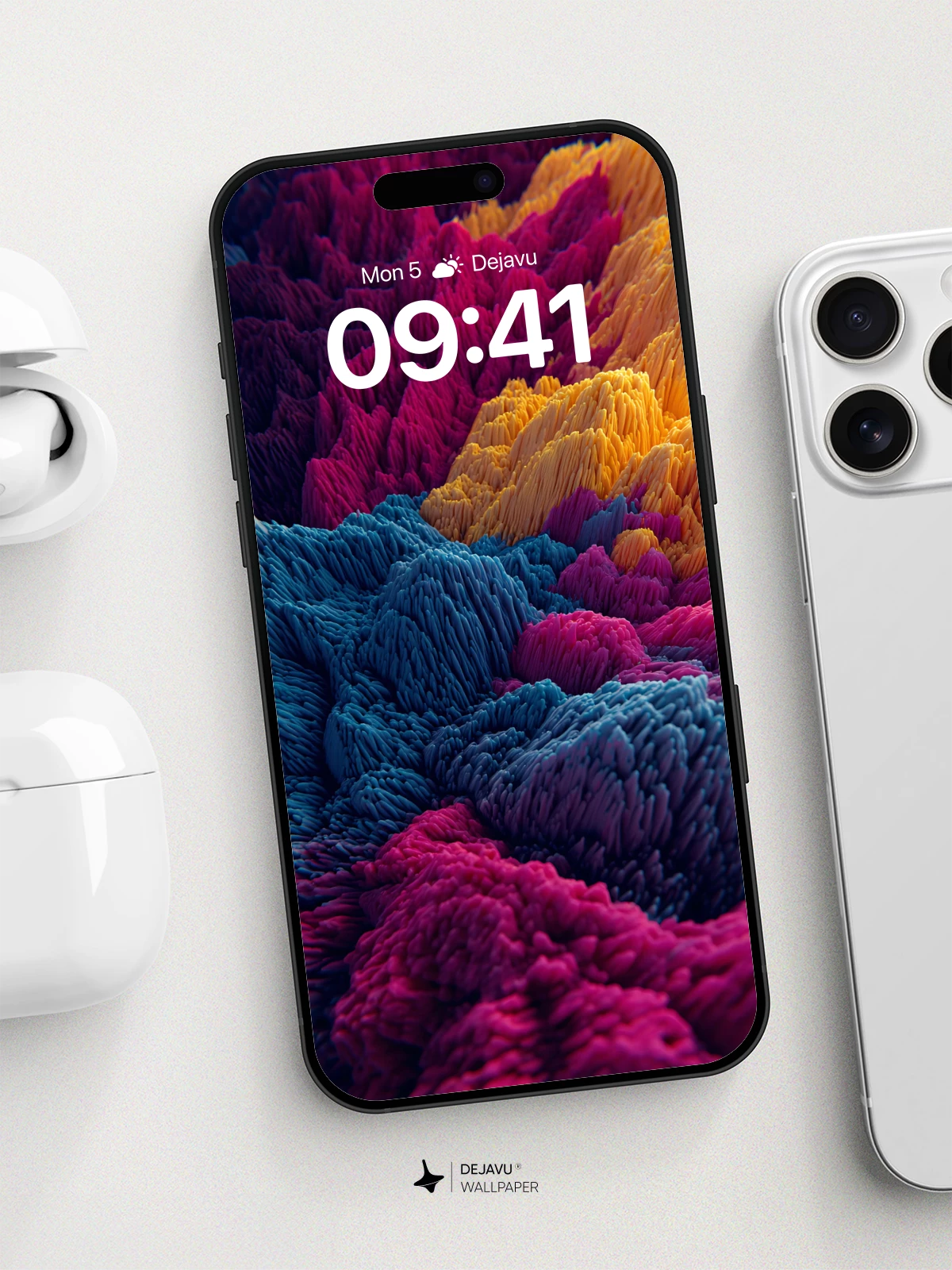 Vibrant Abstract Terrain Wallpaper 8K for iPhone and Android