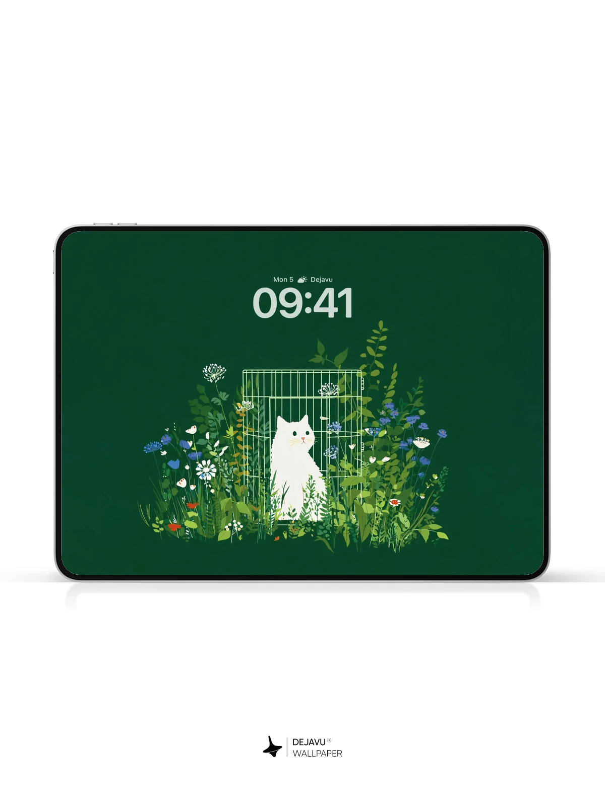Whimsical Garden Cat Wallpaper 8K for iPhone and Android