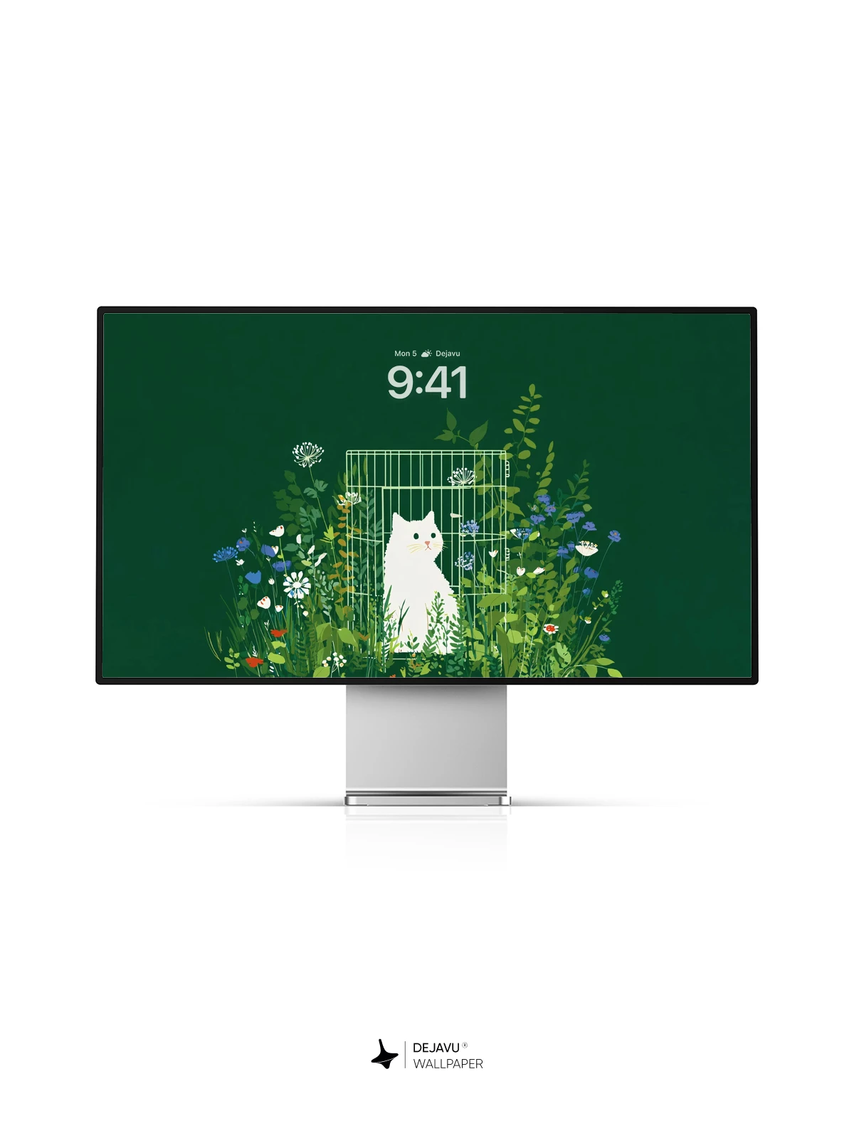 Whimsical Garden Cat Wallpaper 8K for iPhone and Android