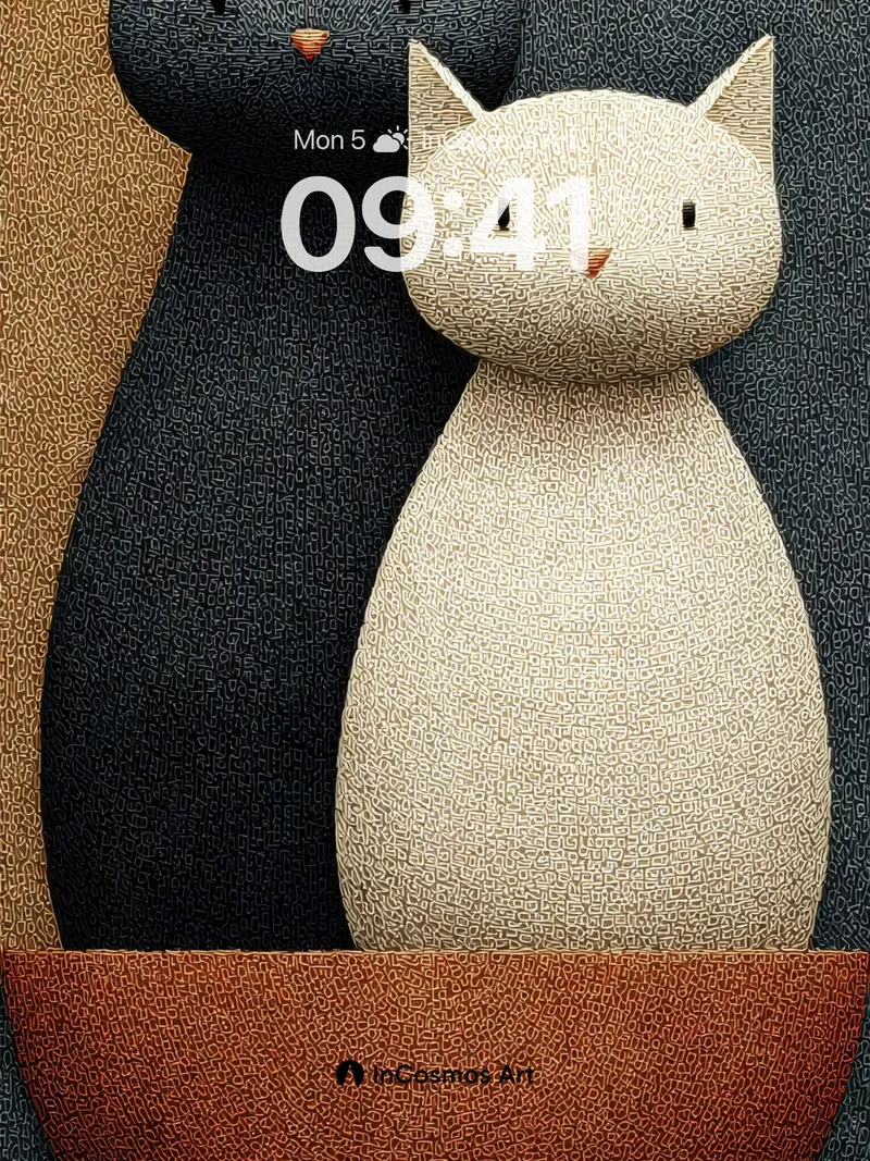 Textured Whispers Wallpaper with Feline Silhouettes