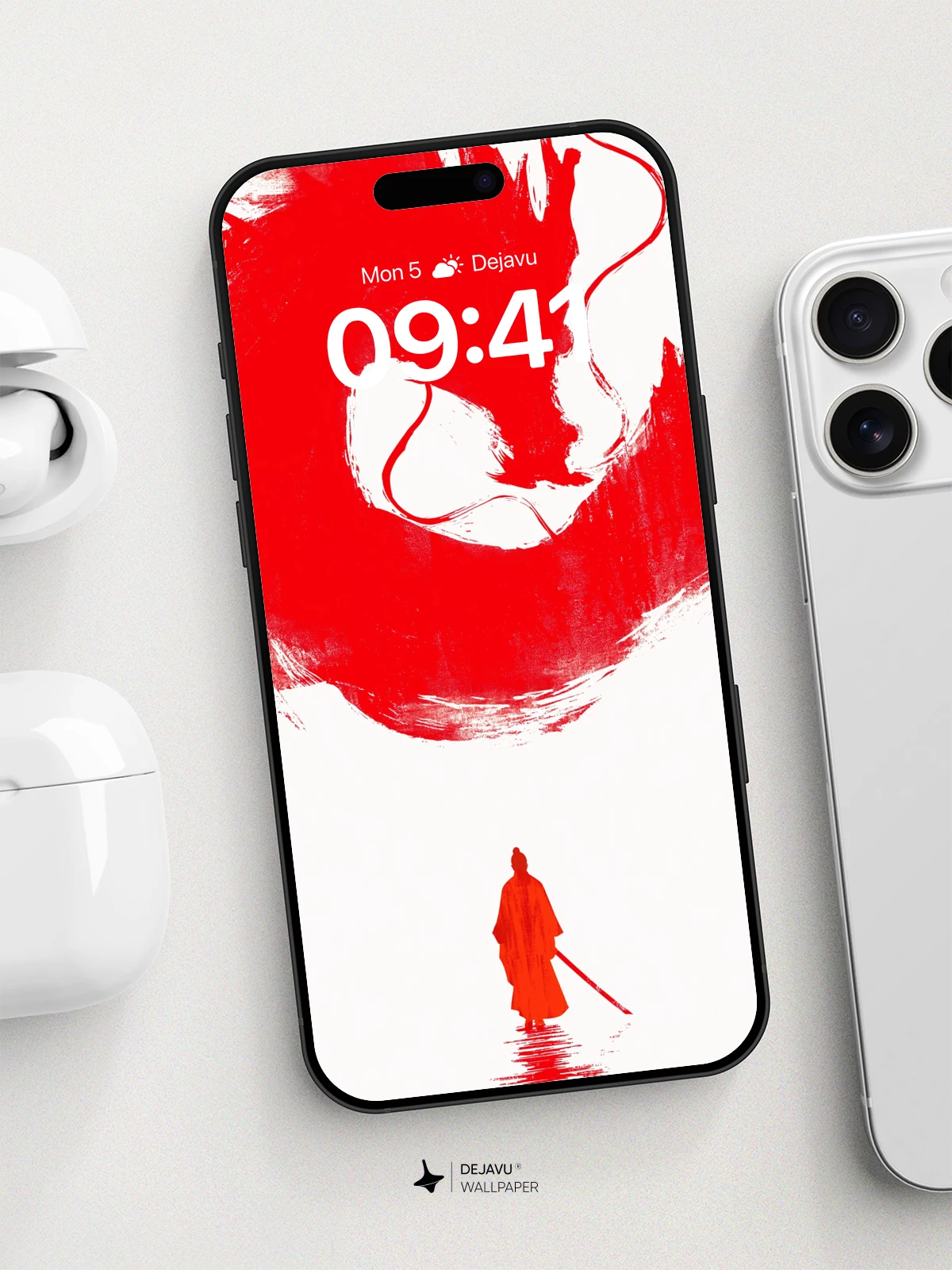 Red Dragon Zen Samurai Wallpaper 8K for iPhone and Android