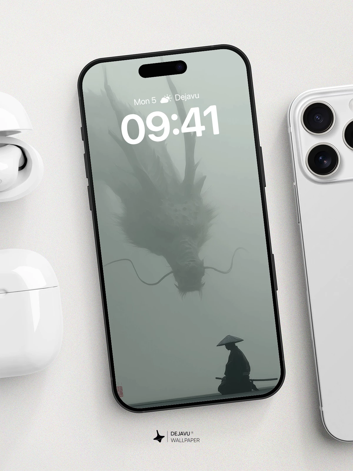 Mystic Dragon And Samurai Wallpaper 8K For iPhone Android