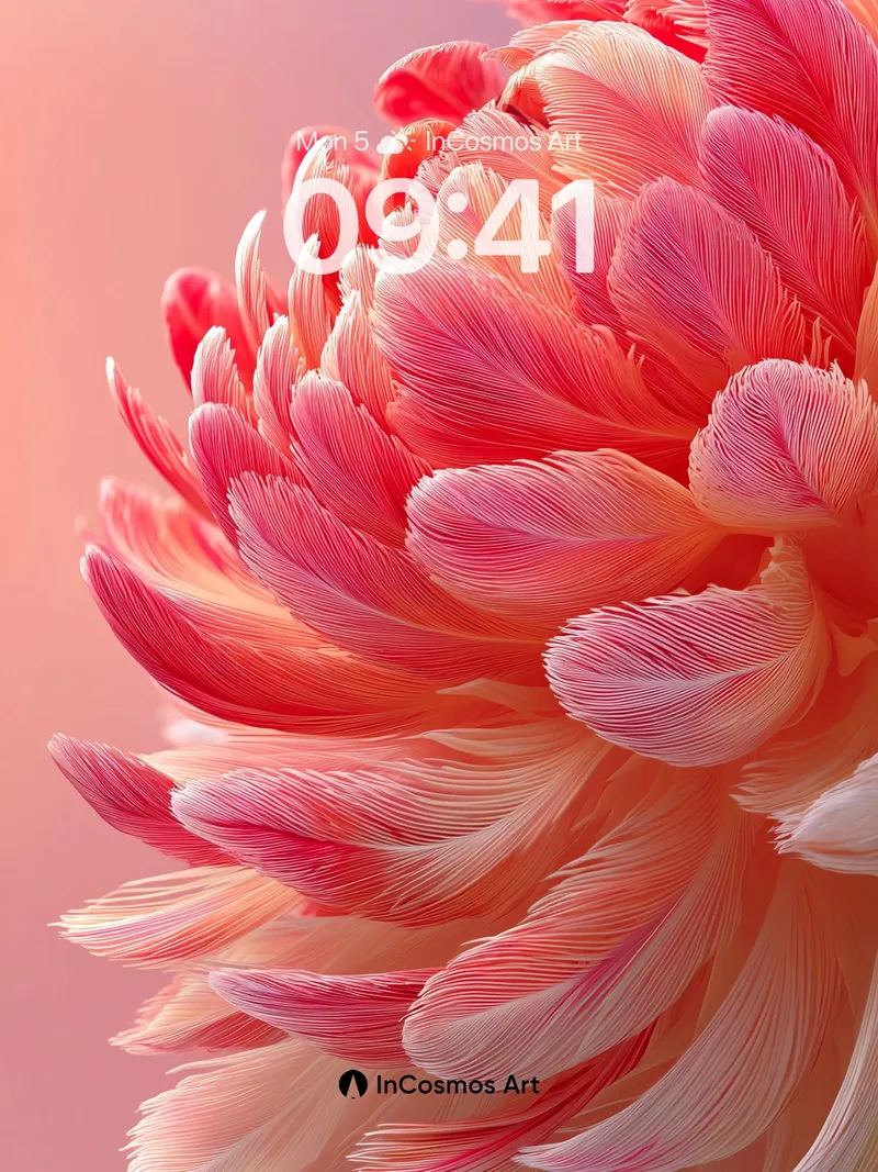 Coral Feather Dream Wallpaper with Soft Light