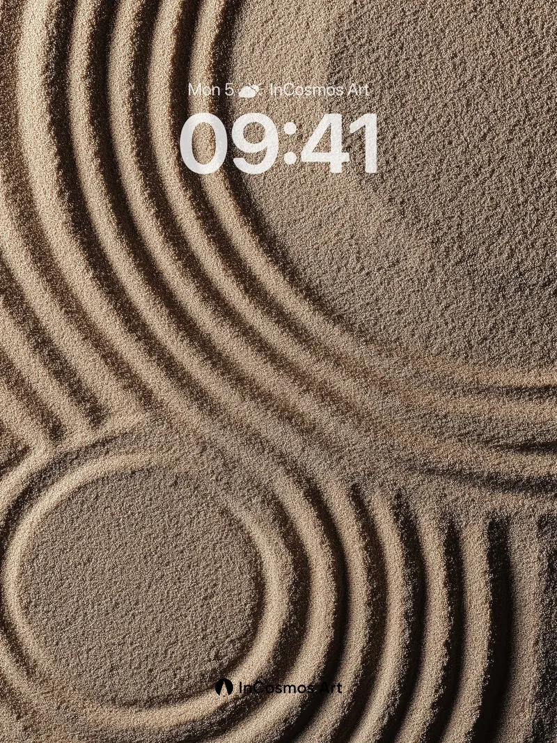 Serenity Sand Ripple Wallpaper with Zen Circles