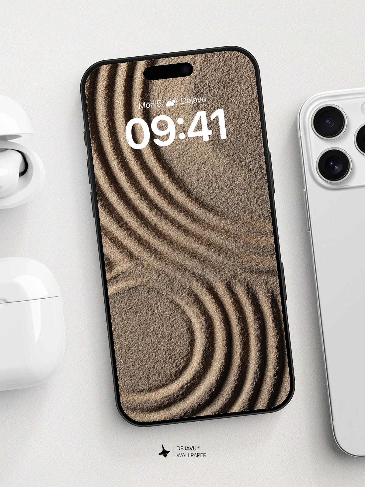 Zen Sand Garden Pattern Wallpaper 8K for iPhone and Android