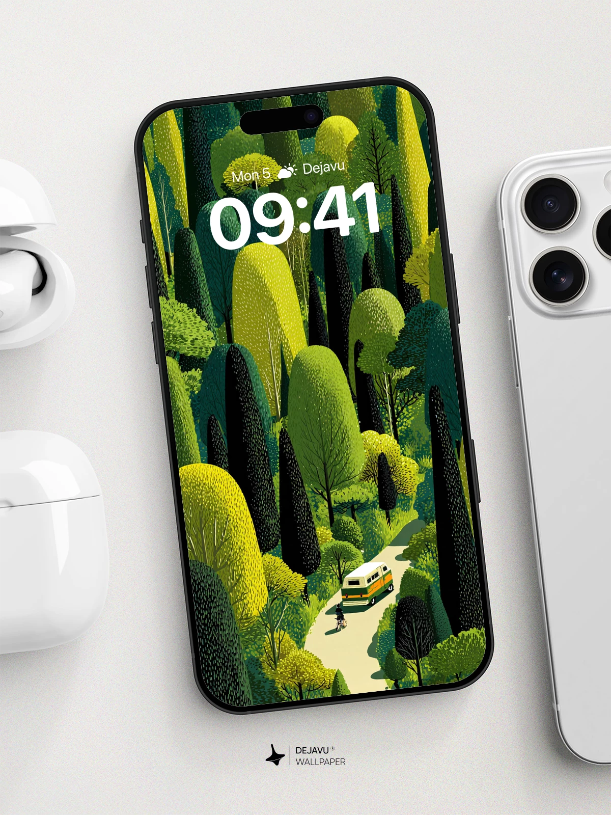 Whimsical Forest Road Wallpaper 8K for iPhone and Android