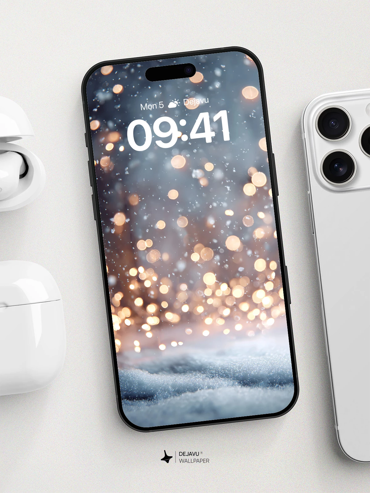 Winter Glow Snowfall Wallpaper 8K for iPhone and Android