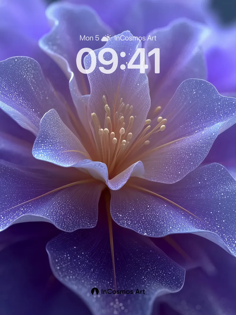 Luminous Petal Wallpaper with Starlight Veins