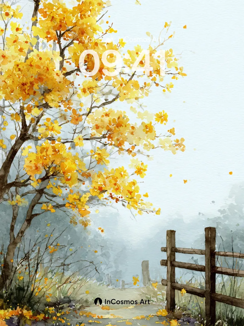 Golden Hush Wallpaper with Whispering Leaves