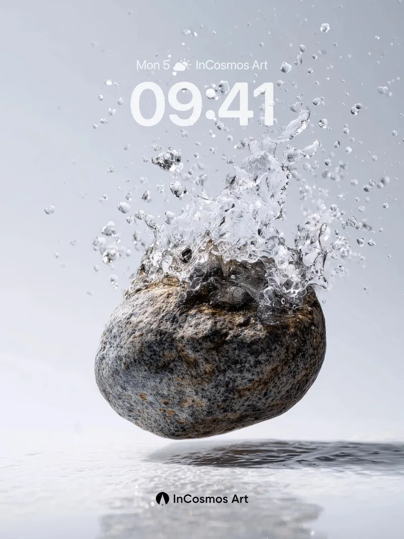 Suspended Stone Wallpaper with Water Crown