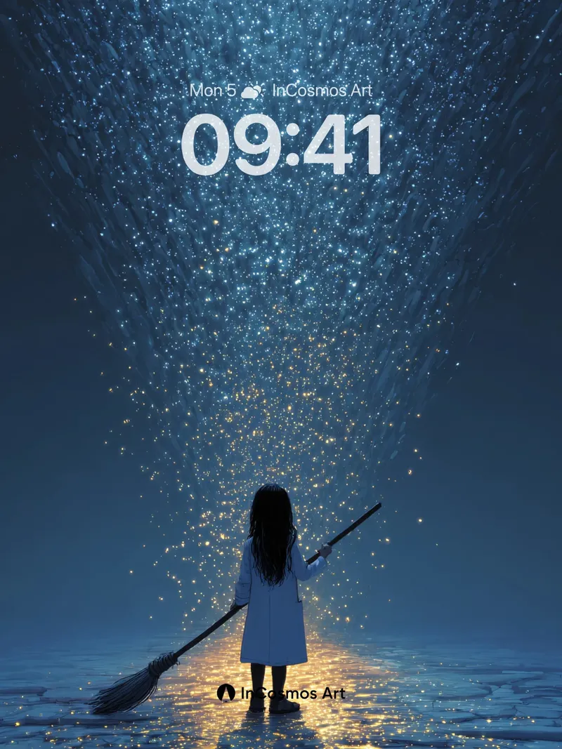 Starry Cascade Wallpaper with Broomlight Reflection