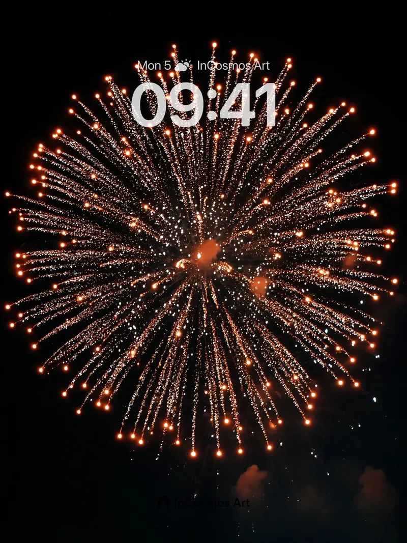 Celestial Burst Wallpaper with Golden Sparks