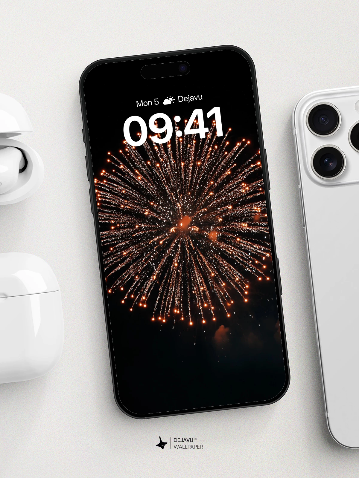 Golden Fireworks Explosion Wallpaper 8K for iPhone and Android