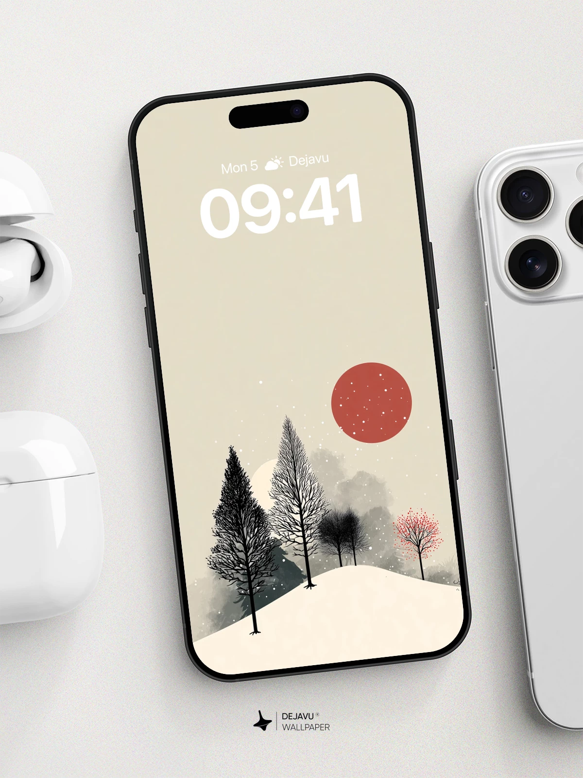 Winter Forest Sunset Wallpaper 8K for iPhone and Android
