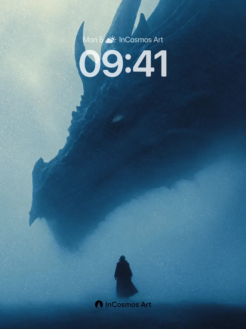 Frost-Whisper Dragon Wallpaper with Solitary Figure