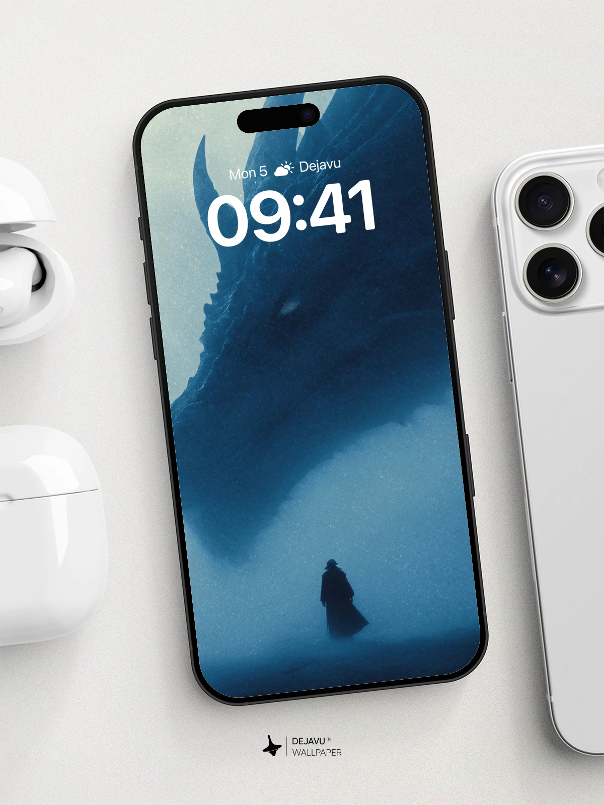 Frozen Dragon Silhouette Wallpaper 8K for iPhone and Android