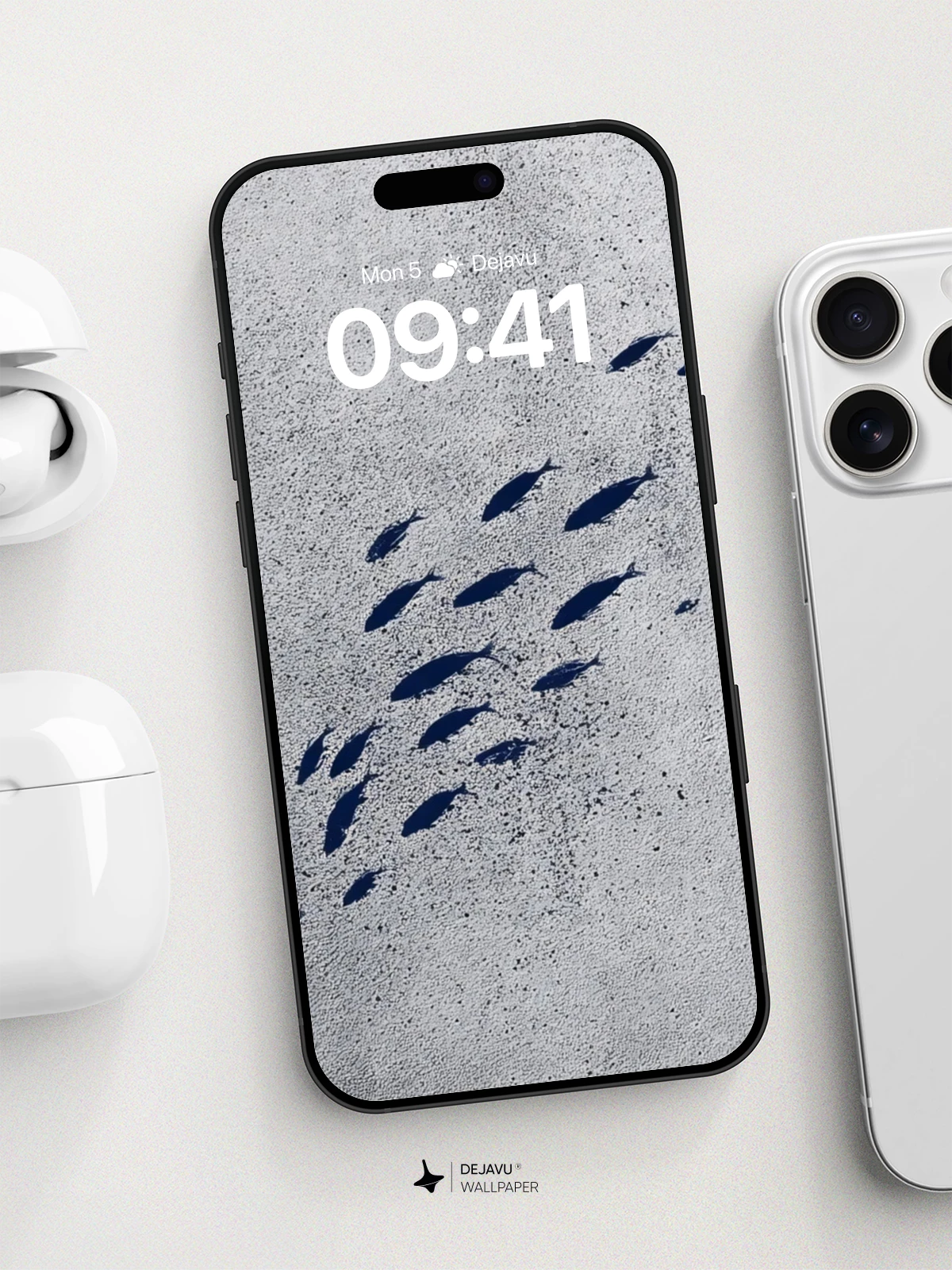 Minimal Fish Silhouette Wallpaper 8K for iPhone and Android