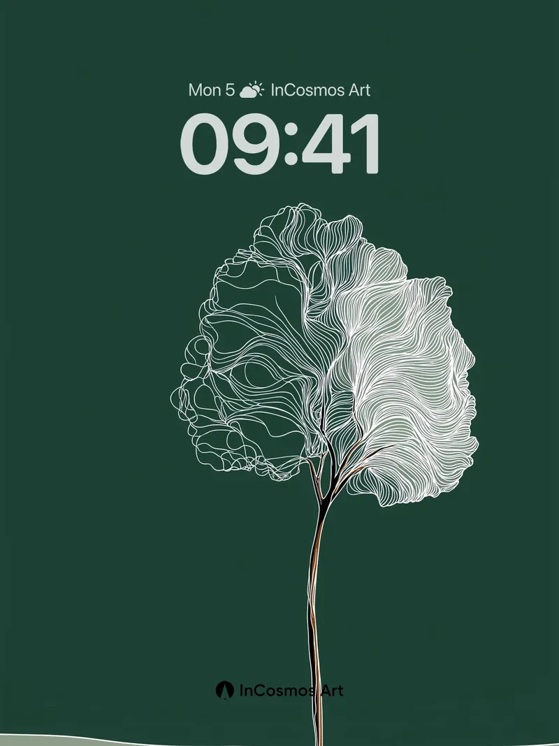 Silent Whispers Tree Wallpaper with Ethereal Lines