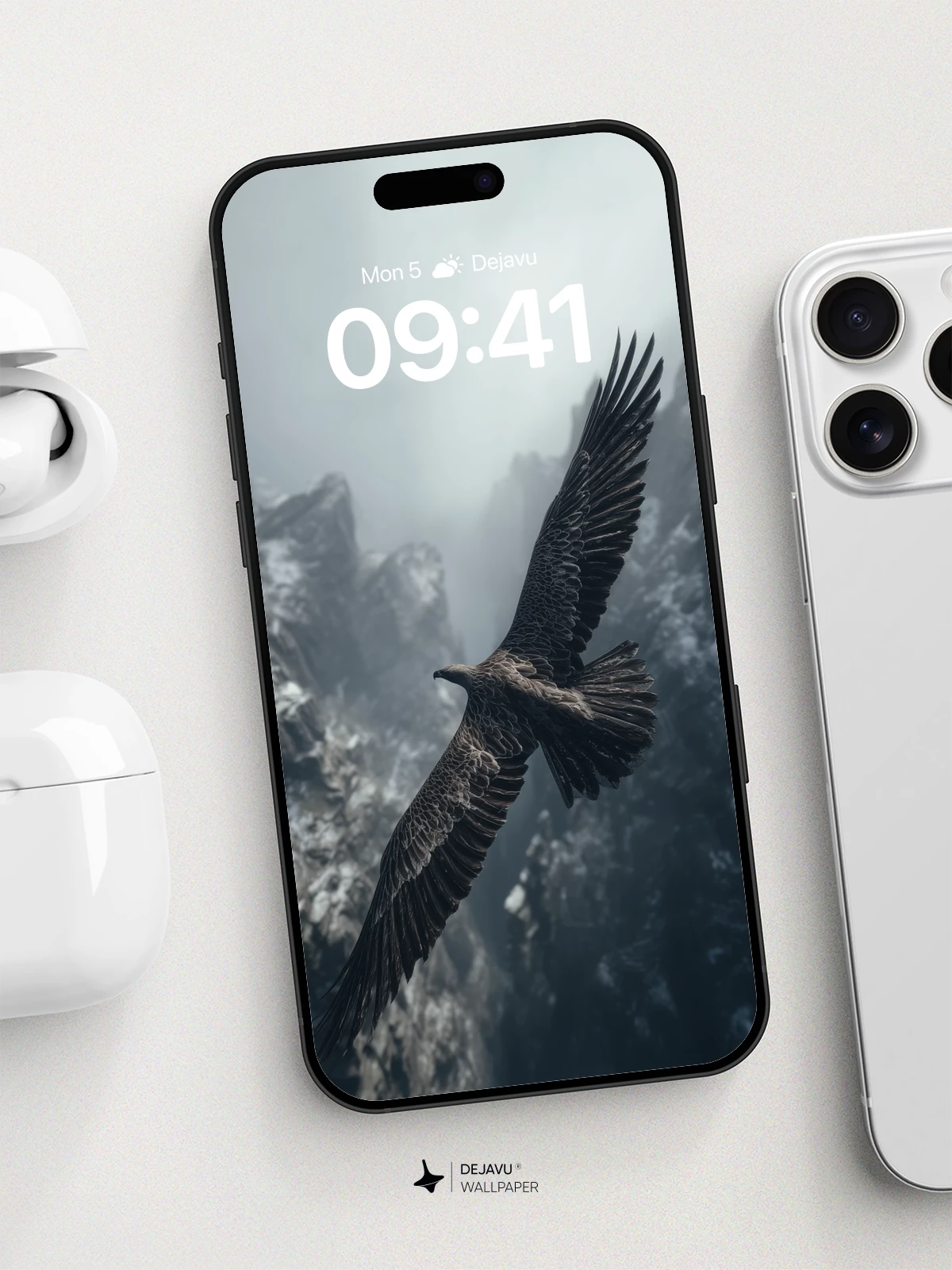 Majestic Eagle Soaring Over Mountains Wallpaper 8K