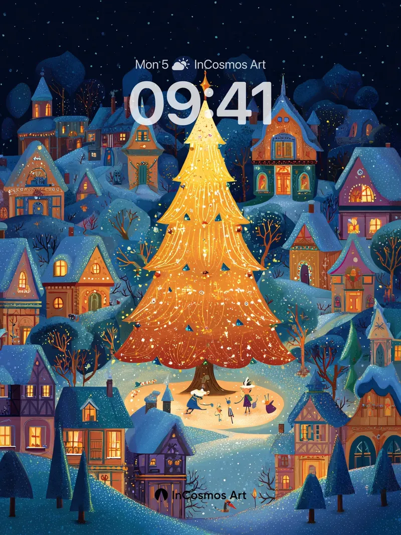 Frost-Lit Wonder Wallpaper with Golden Tree Pulse