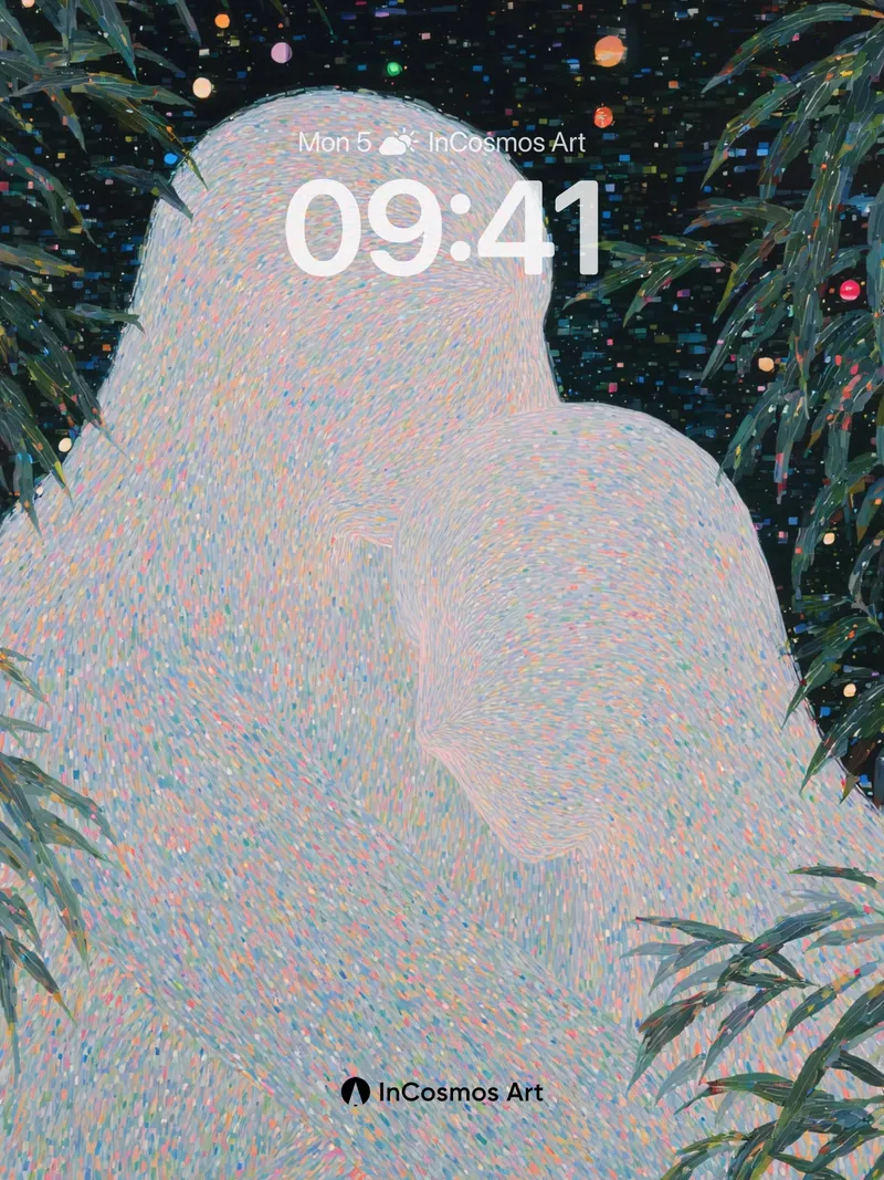 Starry Embrace Wallpaper with Whispering Leaves