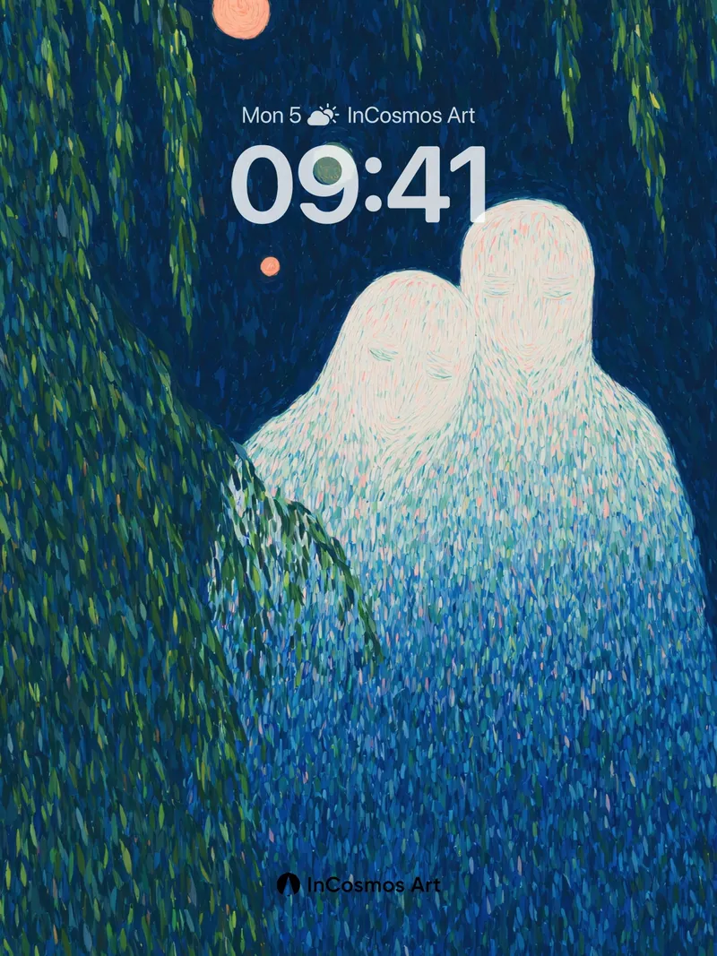 Whispering Willows Wallpaper with Celestial Hues