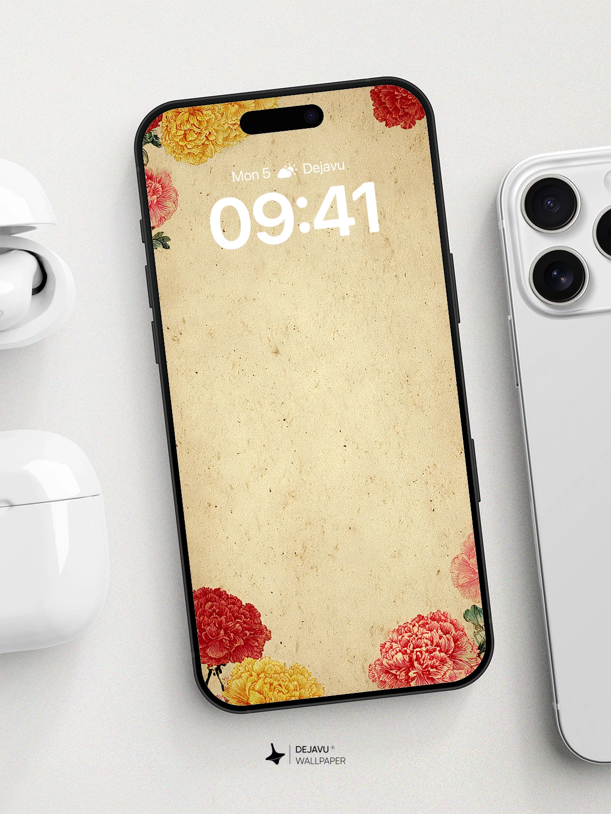 Vintage Floral Border Wallpaper 8K for iPhone and Android