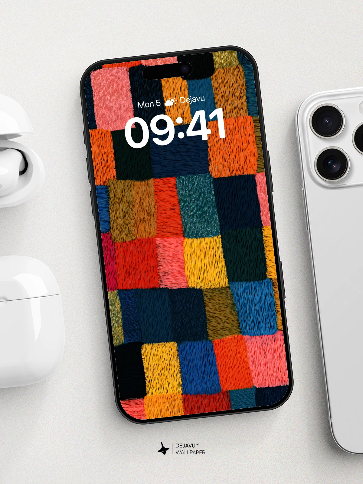 Vibrant Patchwork Textile Wallpaper 8K for iPhone and Android