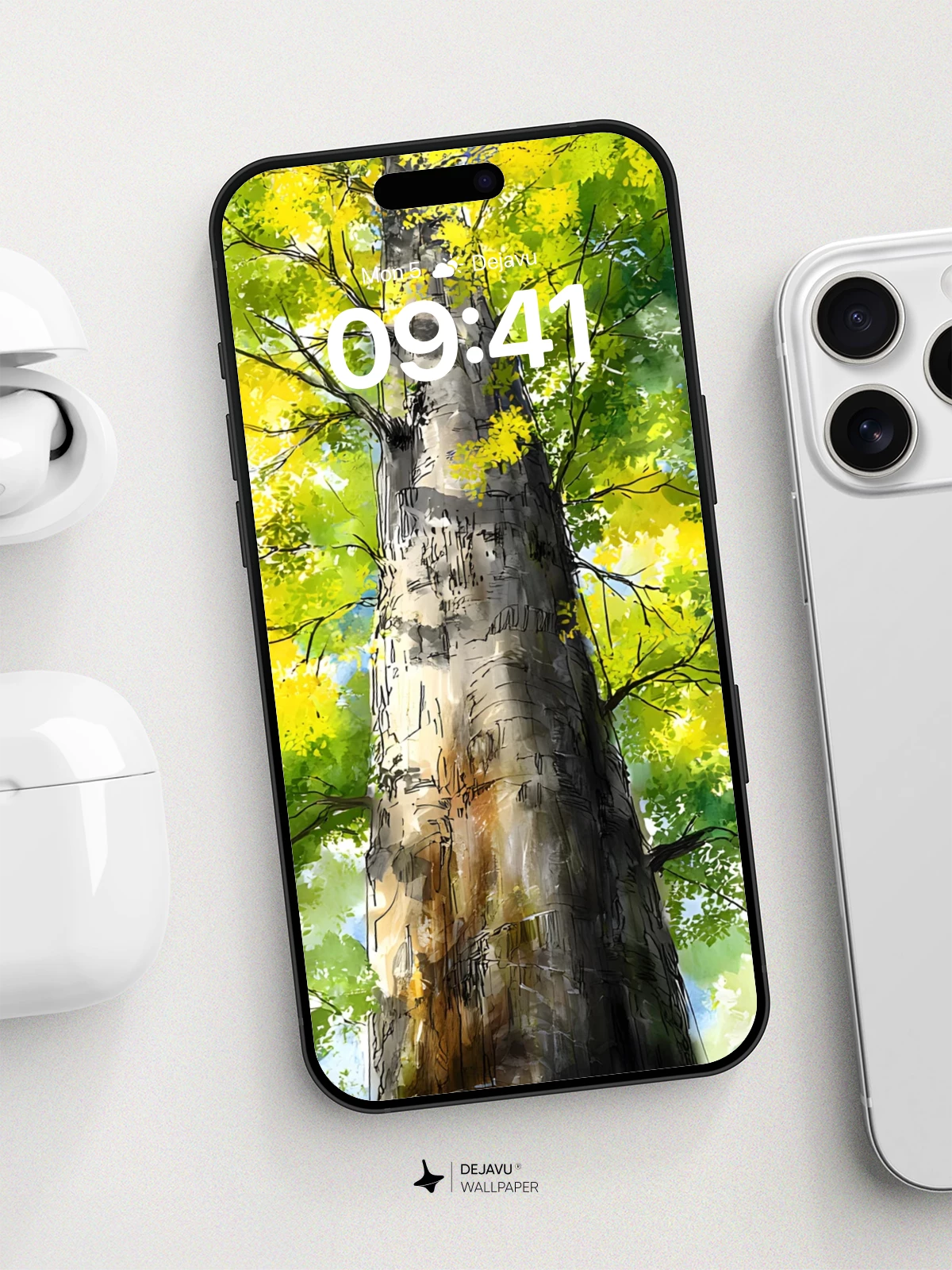 Watercolor Tree Canopy Wallpaper 8K for iPhone and Android