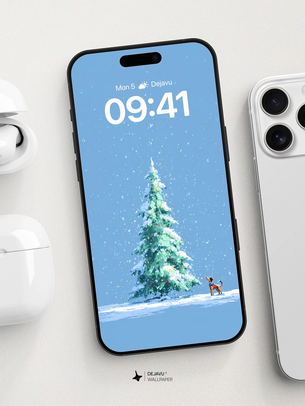 Winter Wonderland Christmas Tree Wallpaper 8K for iPhone and Android