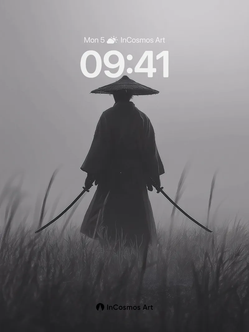 Silent Ronin Wallpaper in Foggy Stillness