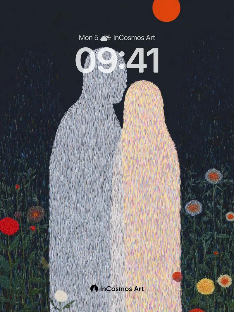 Whispering Silhouettes Wallpaper with Stitched Light