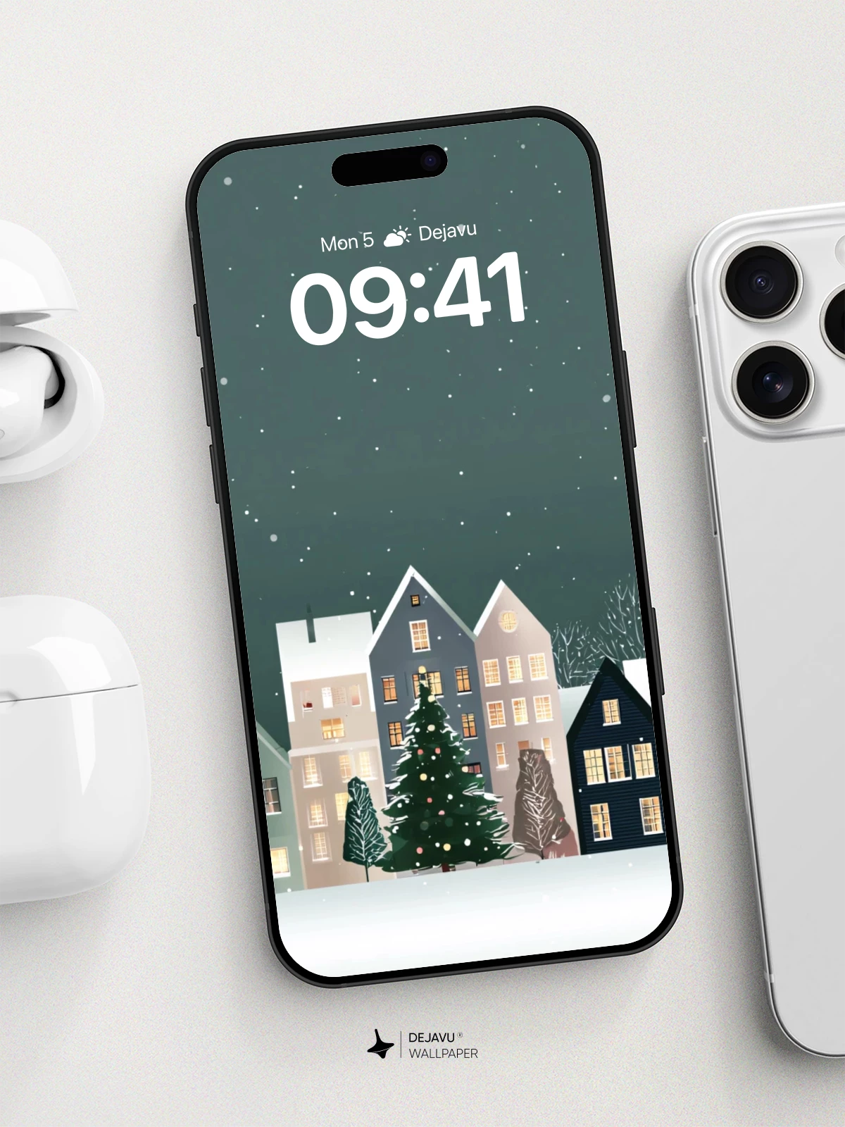 Winter Village Christmas Wallpaper 8K for iPhone and Android