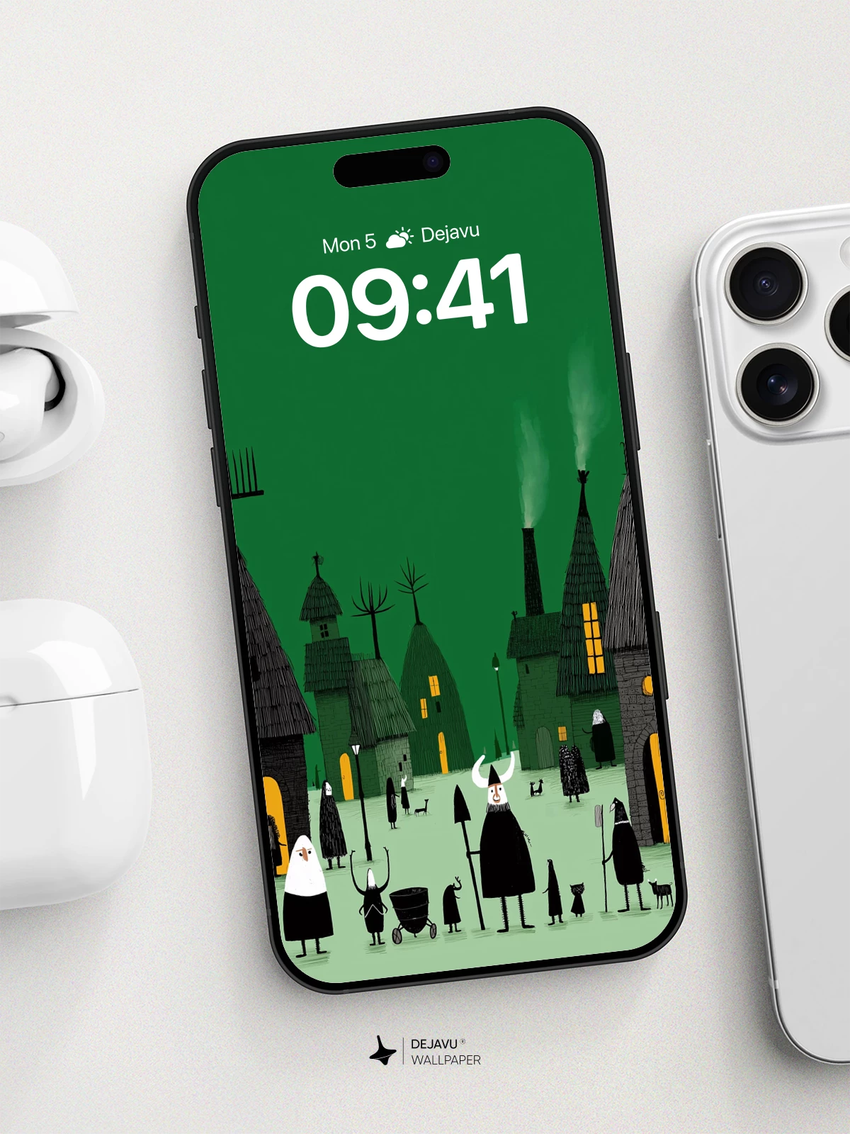 Whimsical Village Wallpaper 8K for iPhone and Android