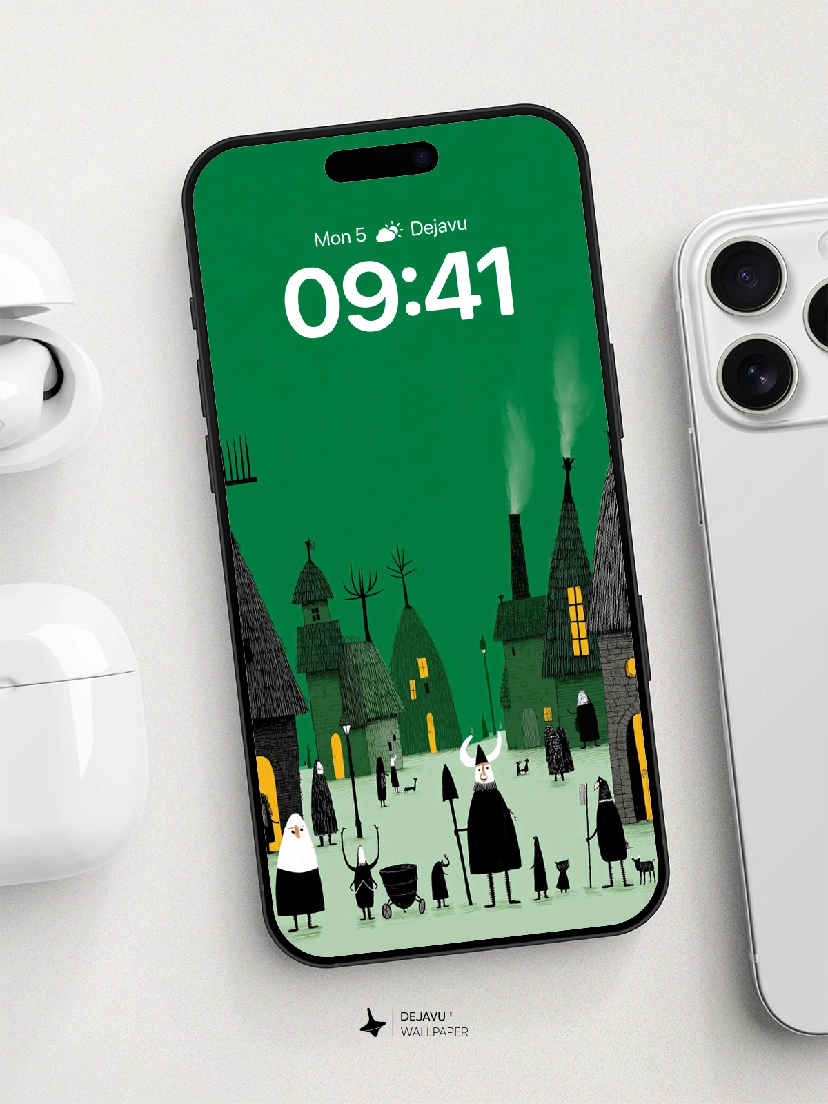 Whimsical Village Wallpaper 8K for iPhone and Android