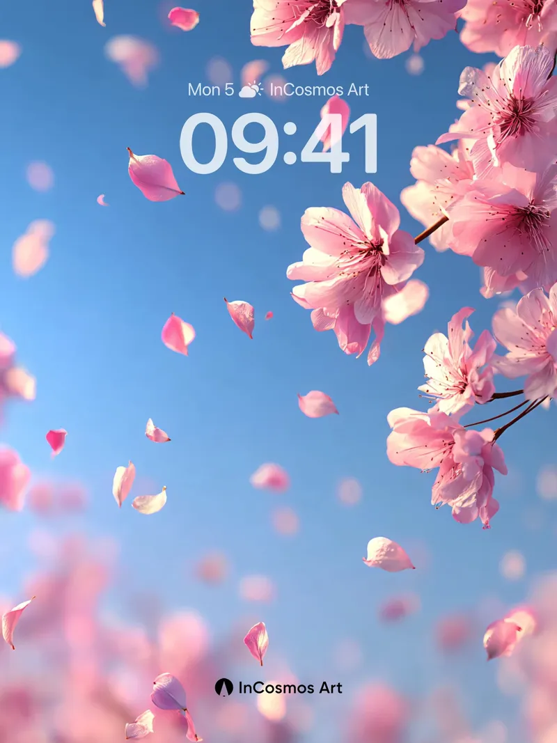 Sakura Drift Wallpaper with Floating Petals