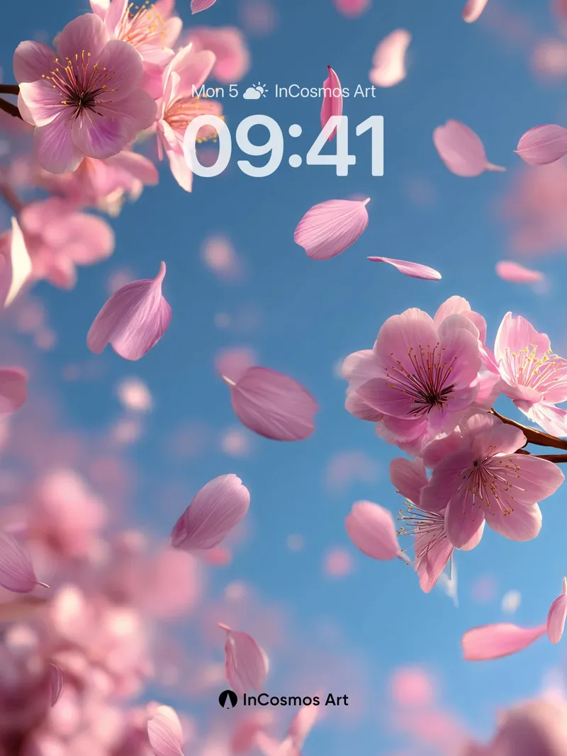 Serenity Bloom Wallpaper with Floating Petals