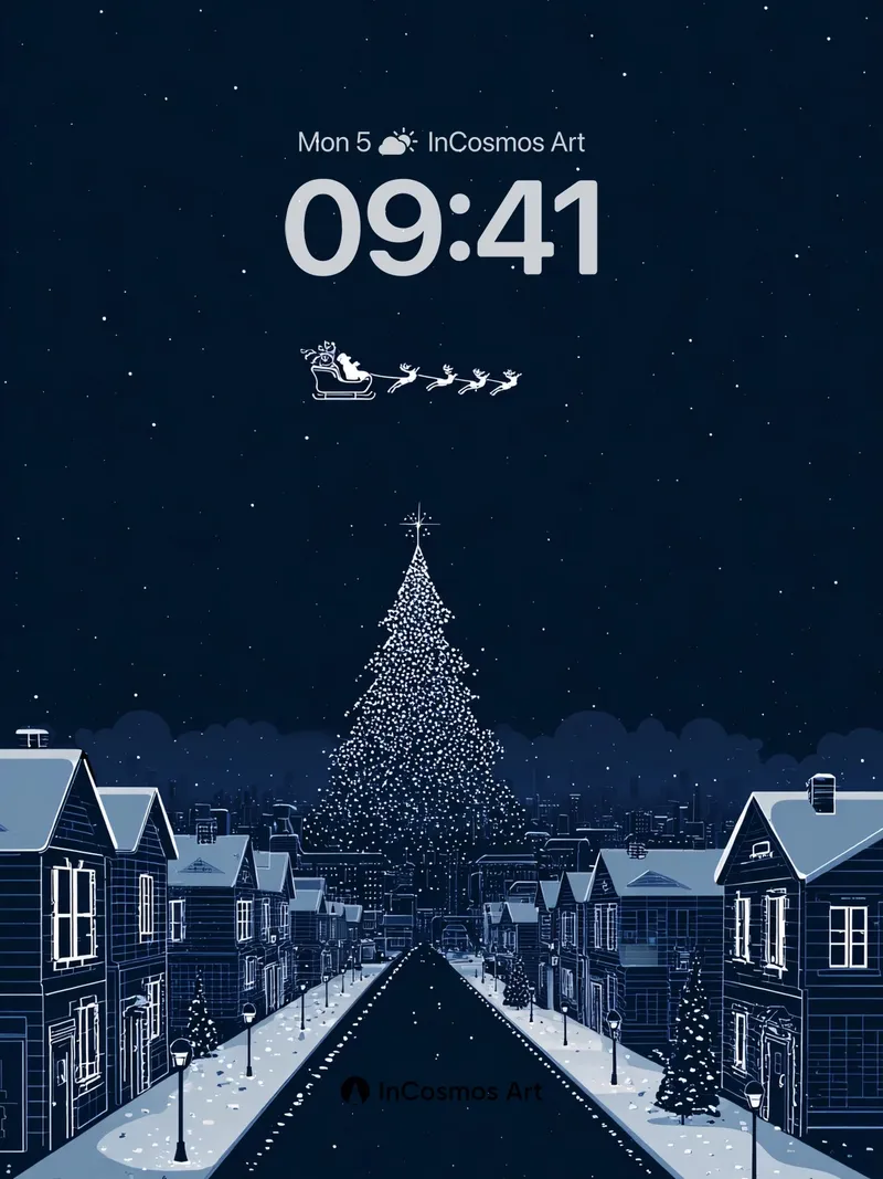 Midnight Flight Wallpaper with Starlit Sleigh