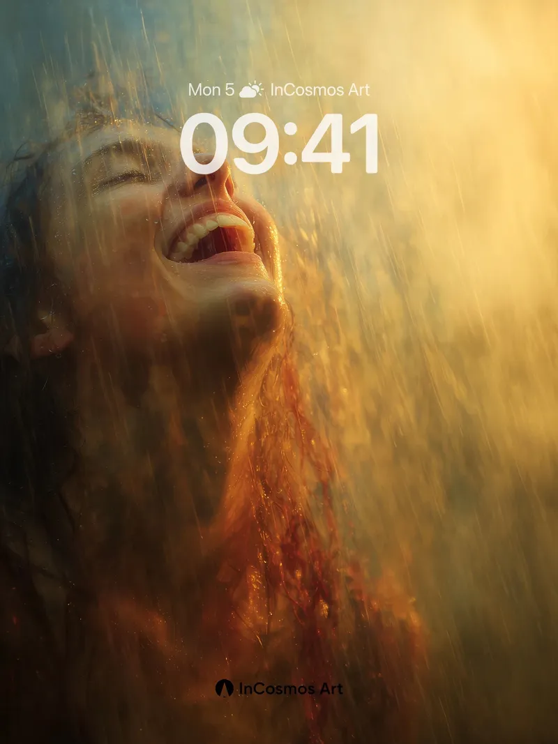 Sun-Kissed Rainfall Wallpaper with Golden Hues