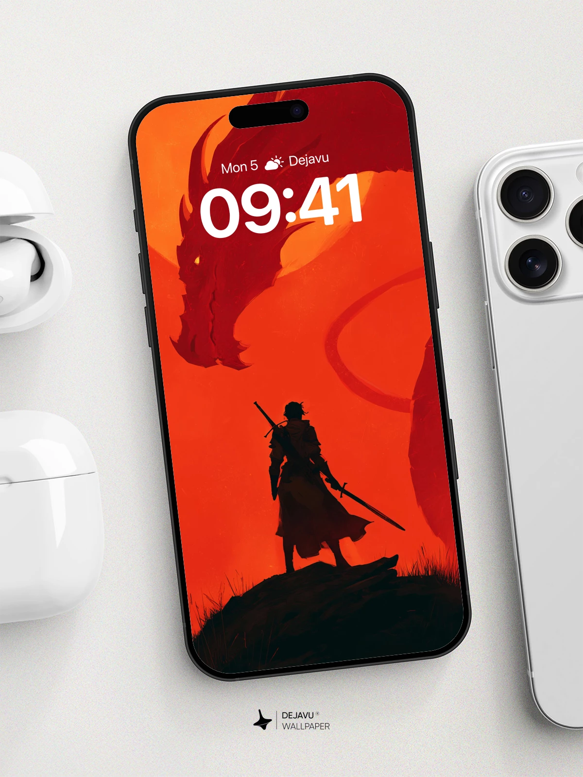 Dragon Duel Silhouette Wallpaper 8K for iPhone and Android