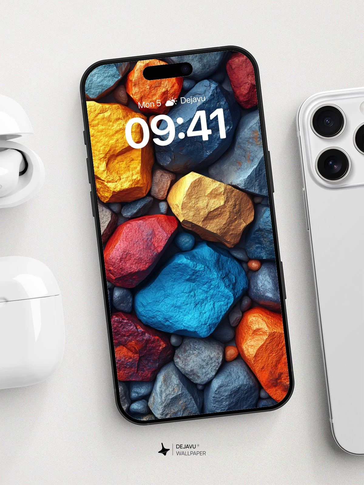 Vibrant Rock Mosaic Wallpaper 8K for iPhone and Android