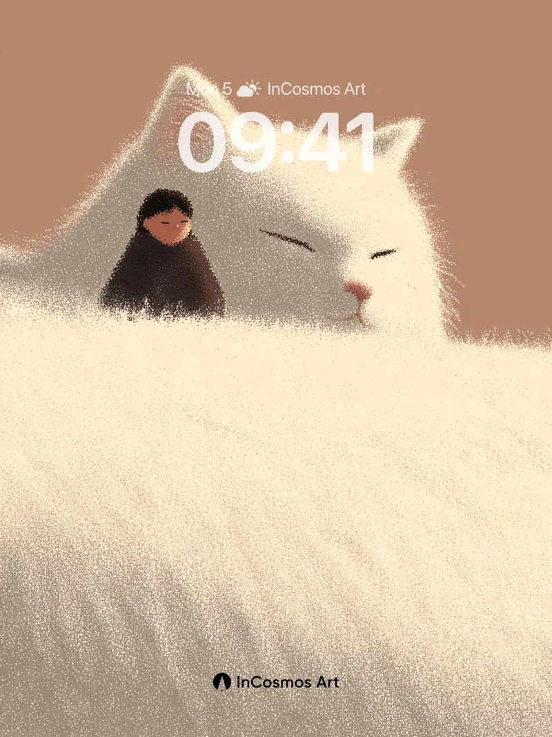 Serenity in Fluff Wallpaper with Hidden Human