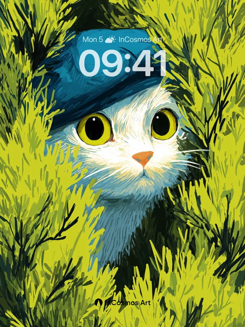 Whimsical Peek Wallpaper with Feline Eyes