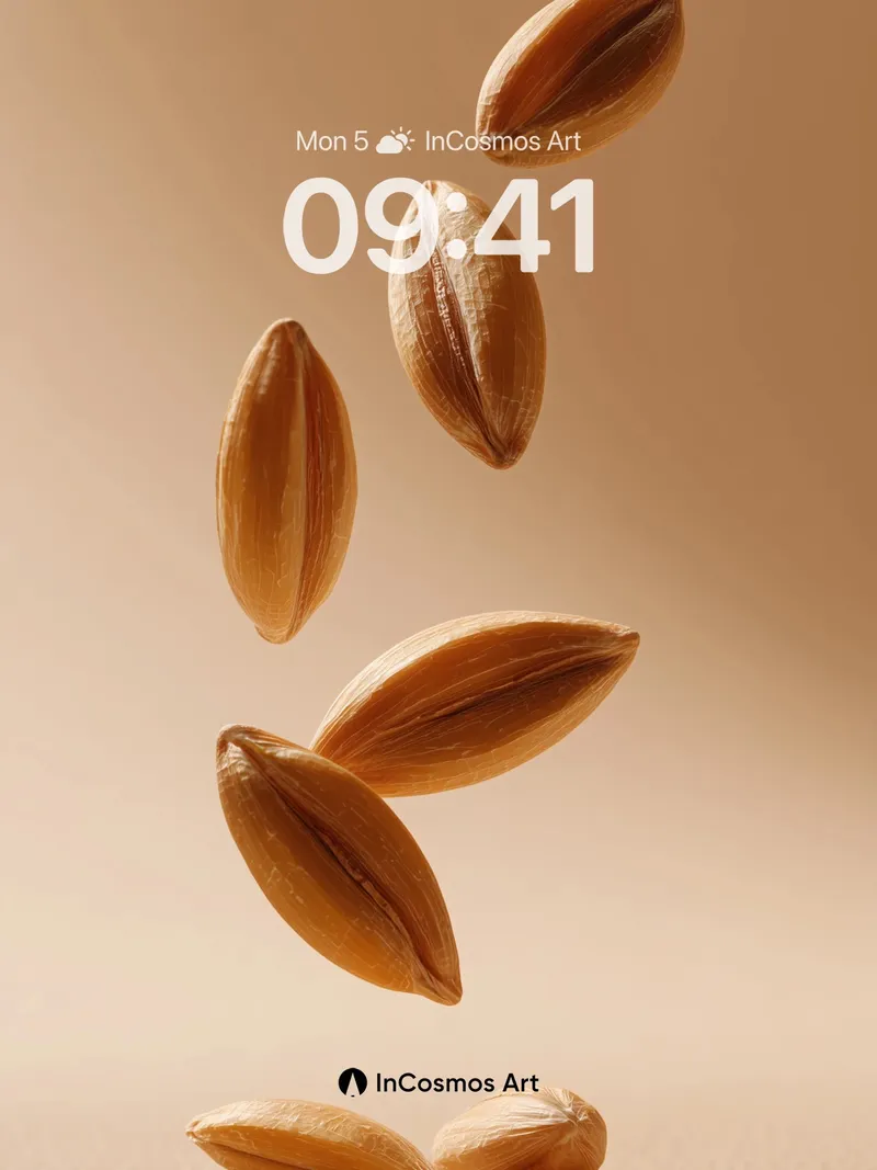 Suspended Wheat Wallpaper with Floating Grains